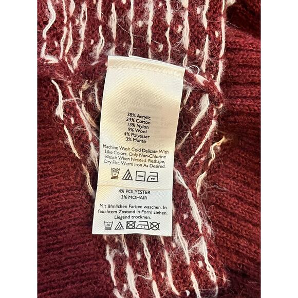 Eddie Bauer Vintage Wool Blend Cranberry Fair Isle Sweater Women’s sz small - Picture 4 of 7